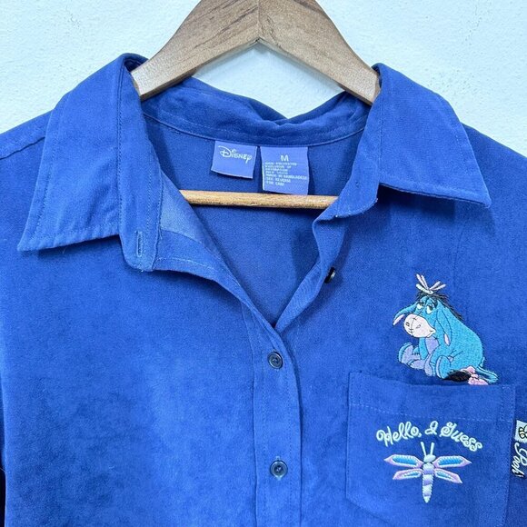 Vintage Disney Eeyore Embroidered Dark Purple Casual Button Up Pooh Women's M - Picture 3 of 5